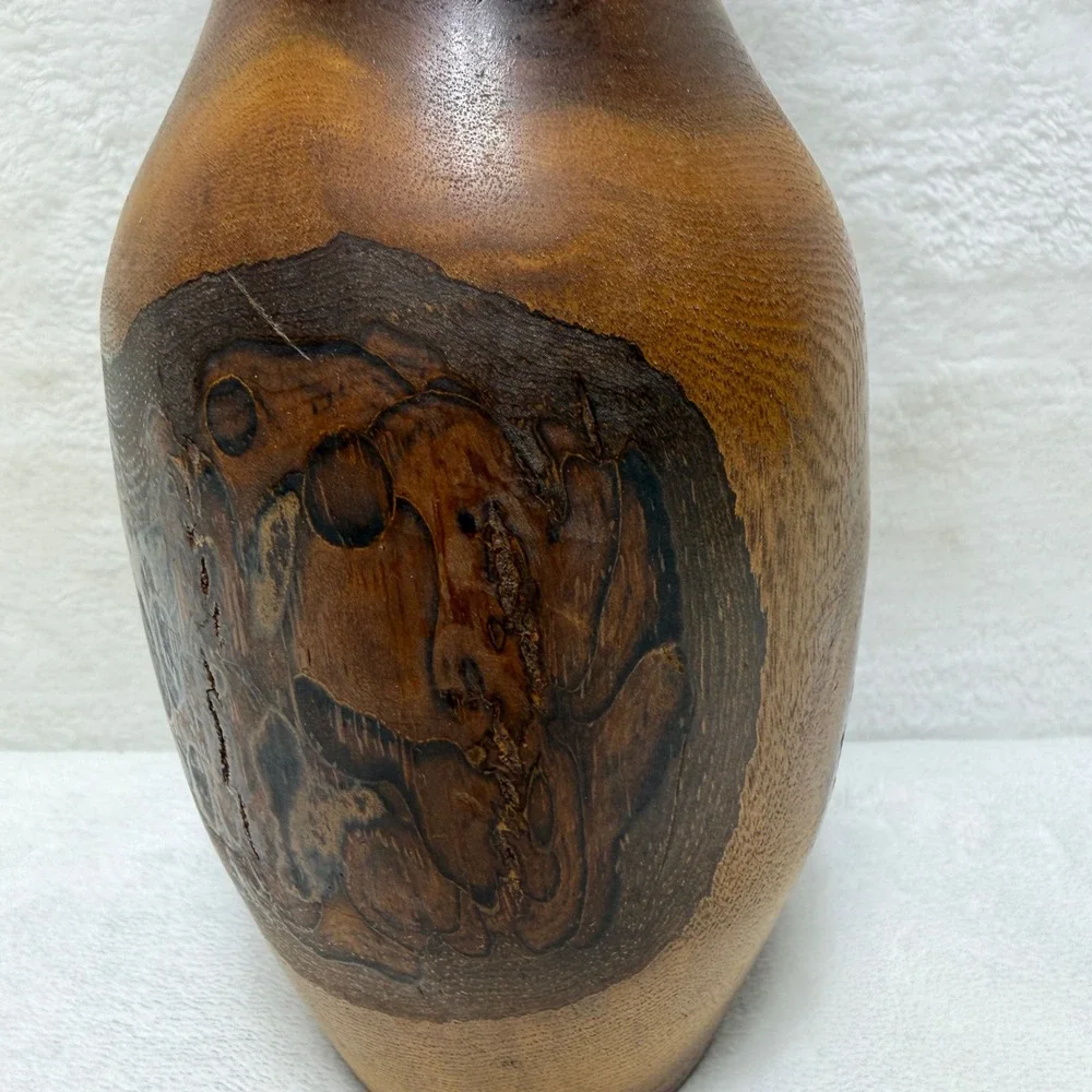 Handcrafted Russian Olive Wood Natual Burl Pattern Vase Rustic Farmhouse Decor